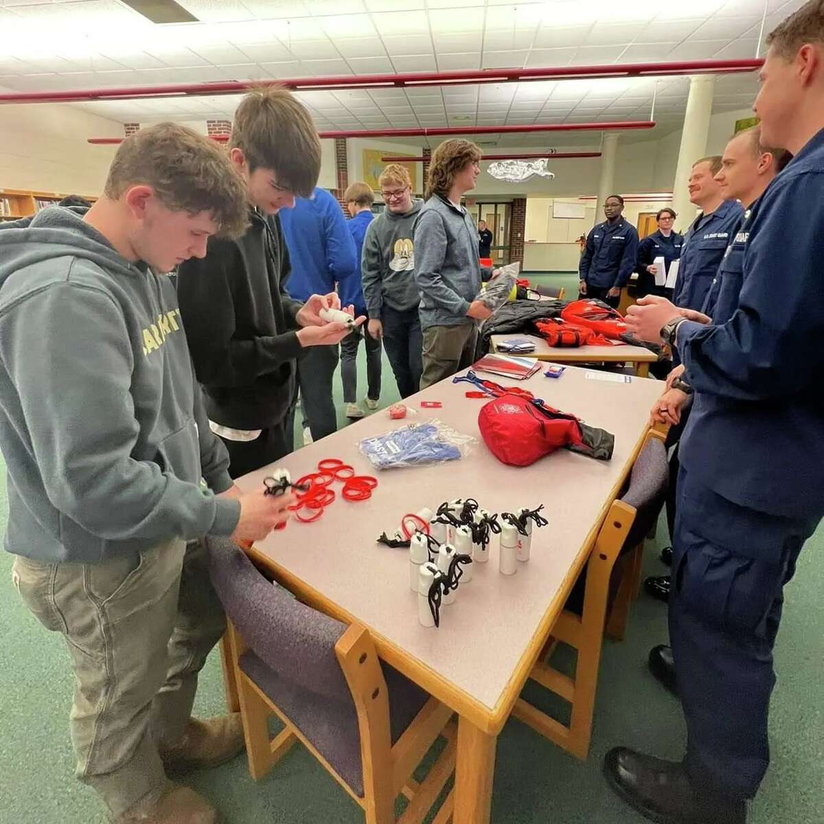 Onekama High School students learn Coast Guard skills
