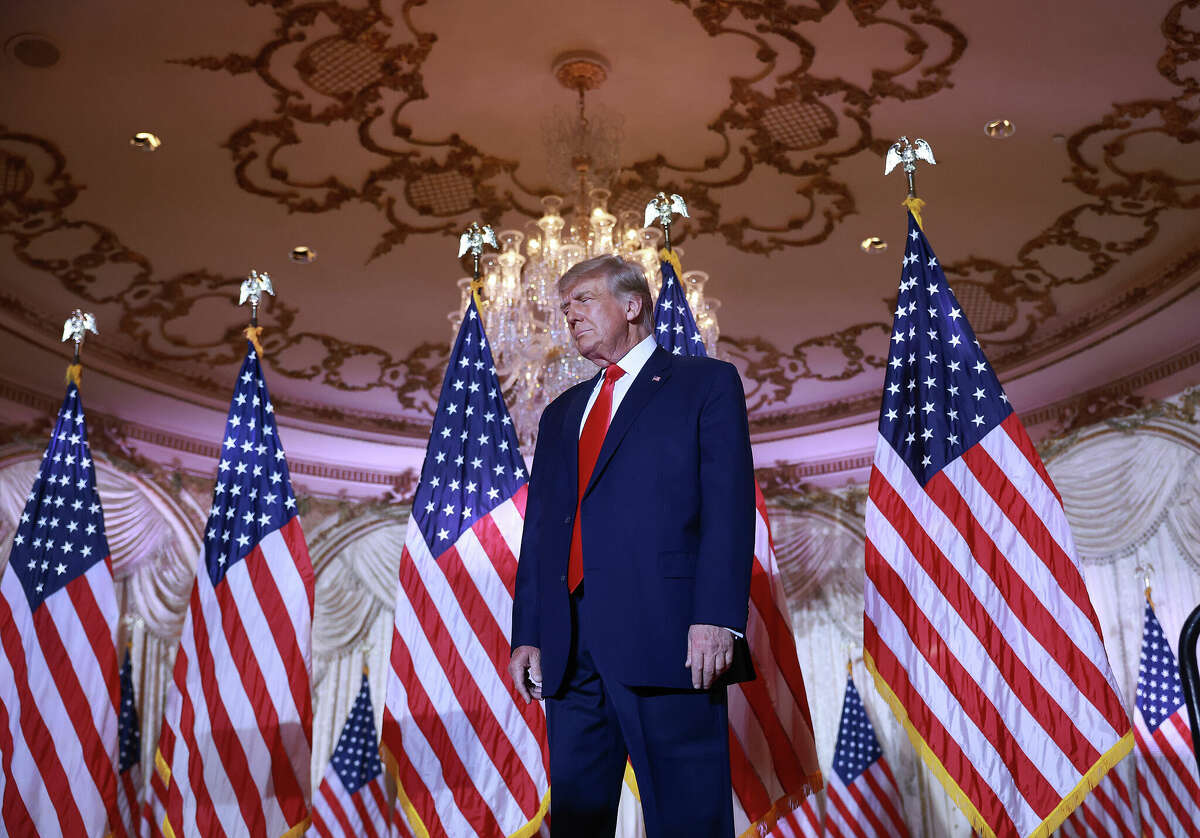 Former U.S. President Donald Trump arrives on stage to speak during an event at his Mar-a-Lago home on November 15, 2022 in Palm Beach, Florida. Trump announced that he was seeking another term in office and officially launched his 2024 presidential campaign. 