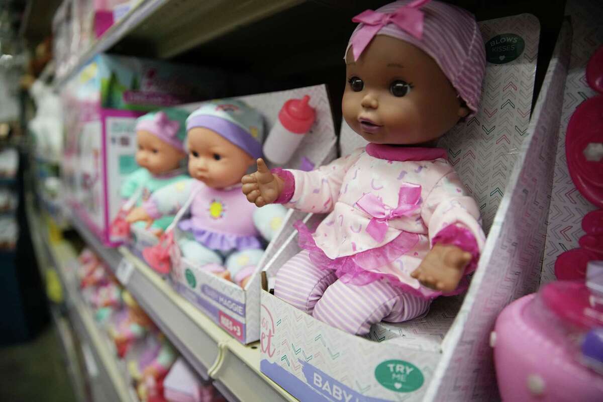 Dolls for sale in the seasonal aisle at the HEB Bunker Hill location.