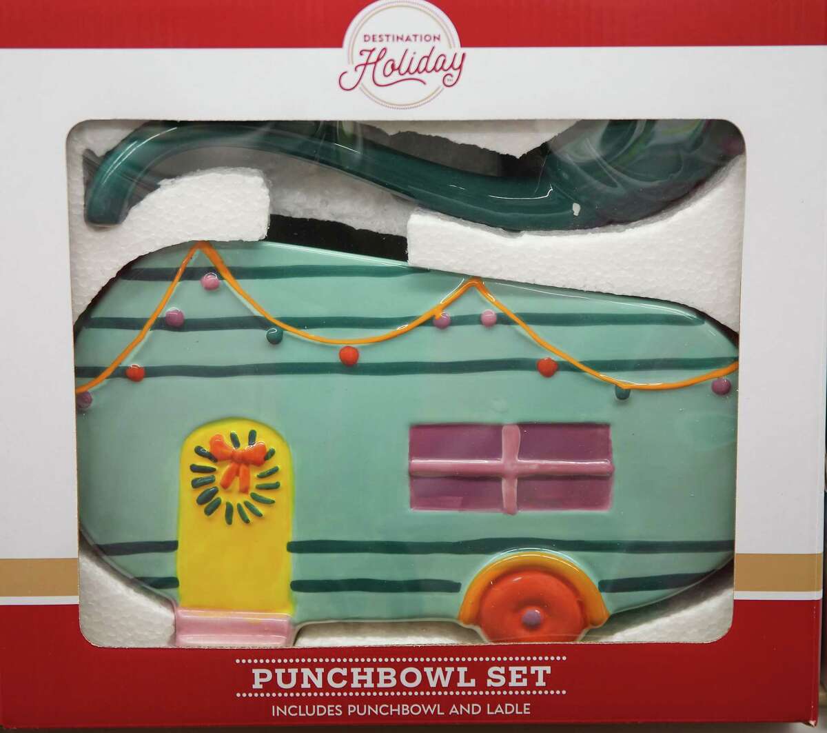 A RV-themed punchbowl set that holds 96oz of your favorite holiday beverage at HEB.