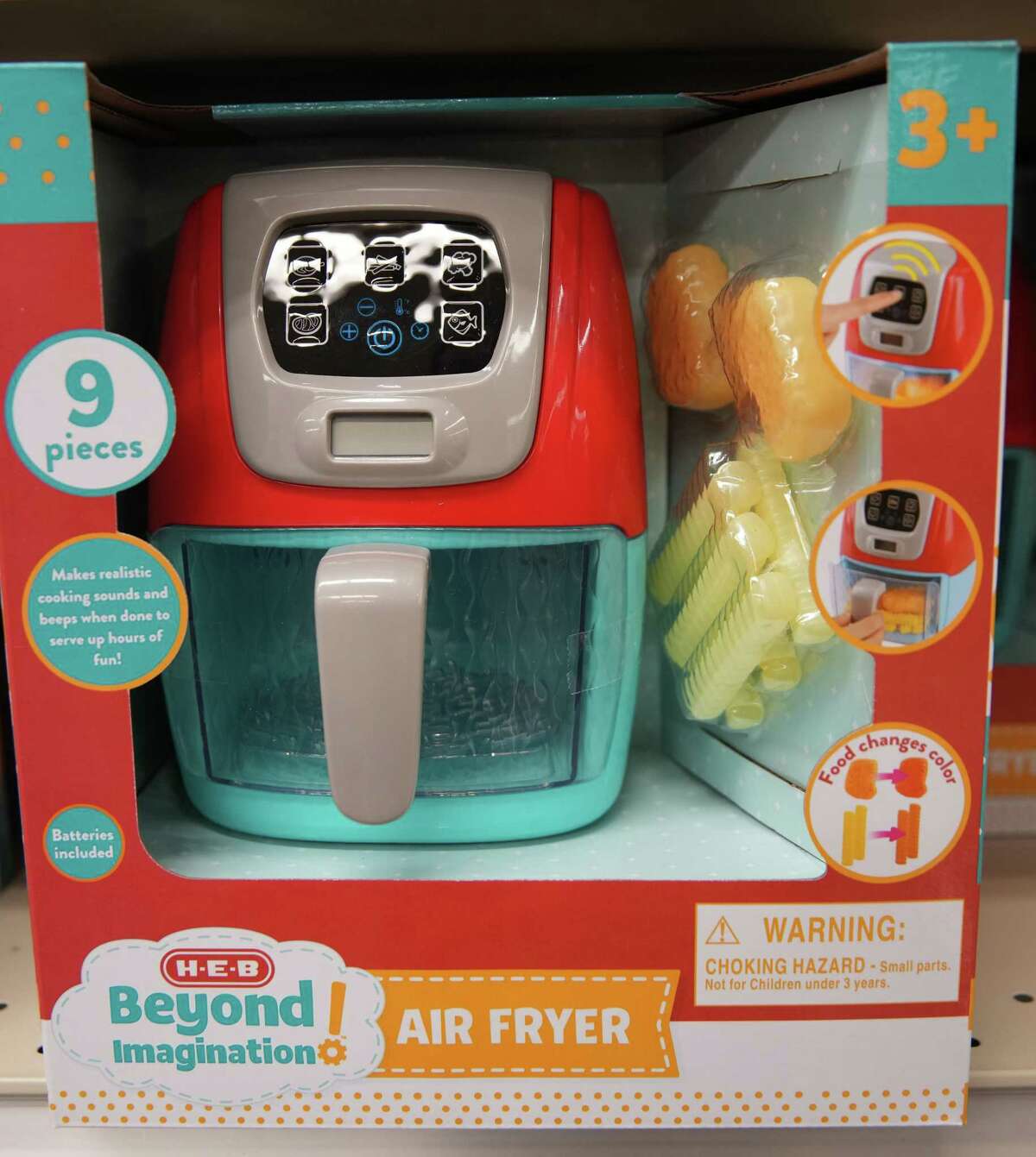 A variety of kitchen and household-goods themed toys, including an airfryer, are available in the seasonal aisle.