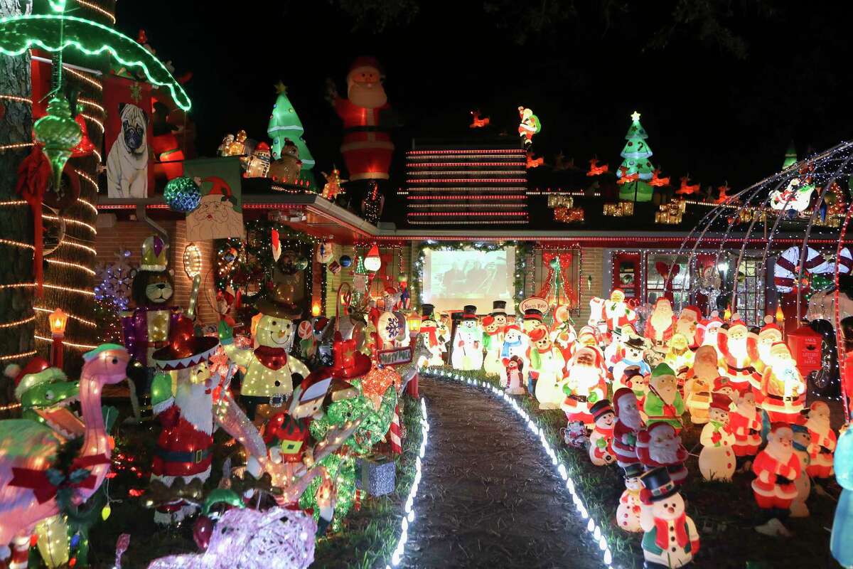 Christmas lights are seen at a home on South Delmont Street, Thursday, Dec. 15, 2022, in Conroe.