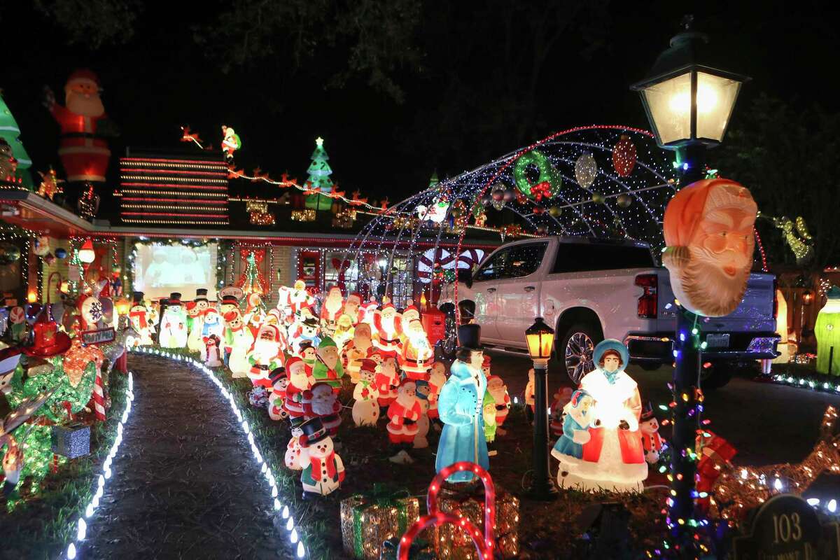 Christmas lights are seen at a home on South Delmont Street, Thursday, Dec. 15, 2022, in Conroe.