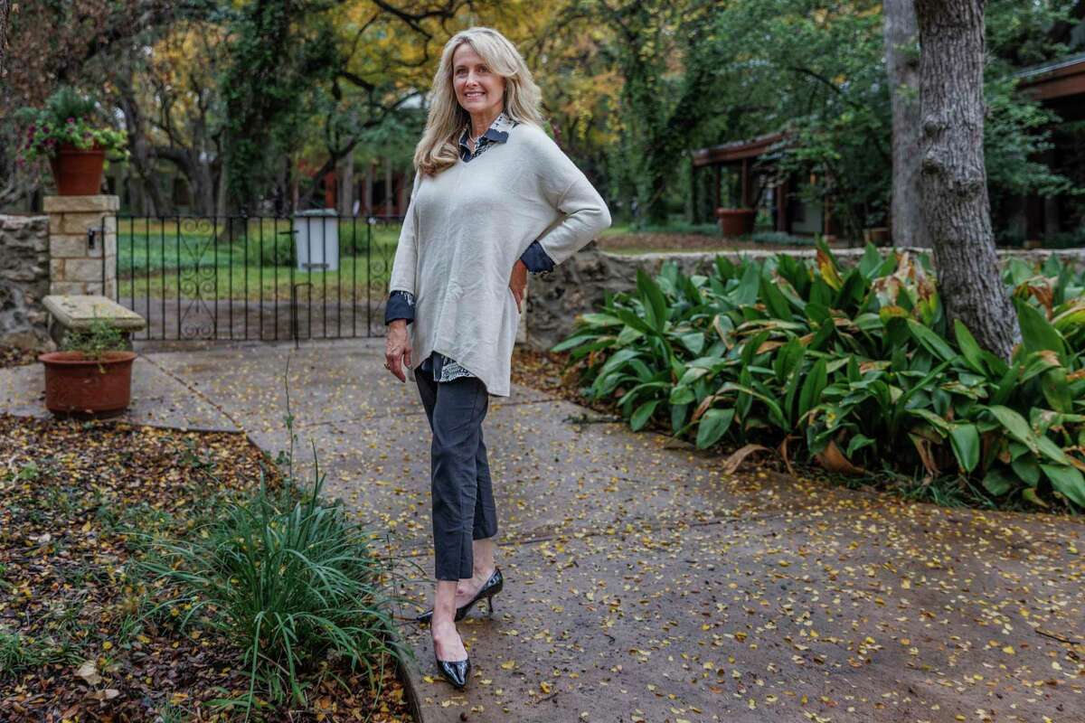 Owner Christine Varela Mayer stands at the 18-acre Los Patios, which she and her husband turned into a sober campus that includes a yoga studio, medical clinic and restaurants.
