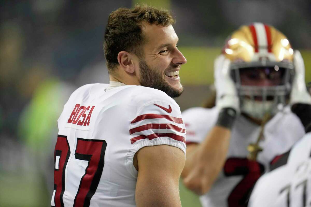 Nick Bosa is among the San Francisco 49ers who may see a reduced workload in the regular season’s final three weeks as the team prepares for the playoffs.