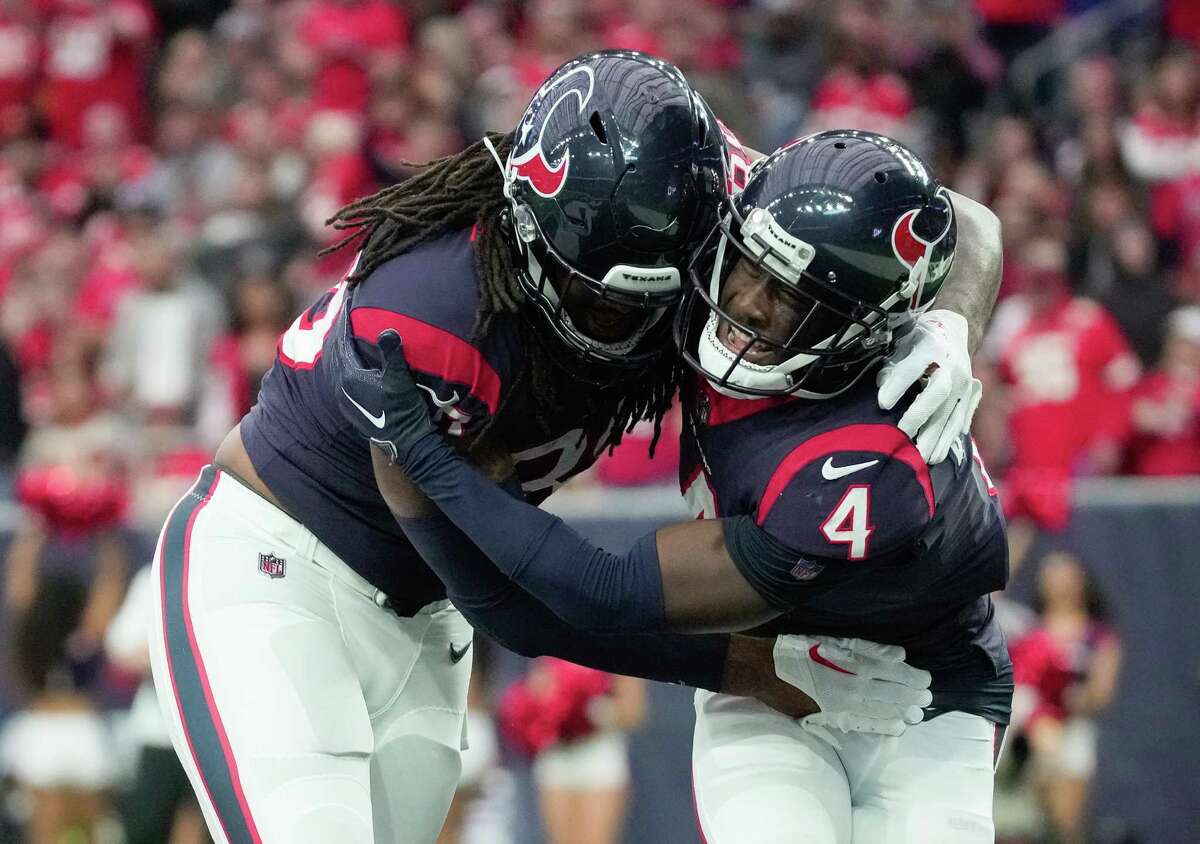 The Texans have looked good and had reason to cheer at times recently such as this celebration by Jordan Akins and Phillip Dorsett after Akins' score against the Chiefs.