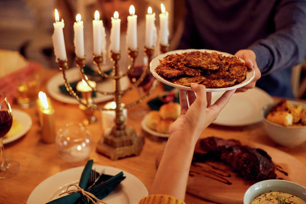 Celebrating Hanukkah at home.