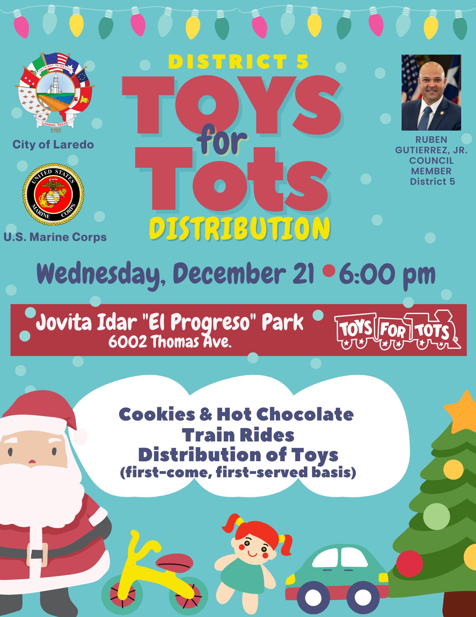 Laredo District V to host Toys for Tots distribution at local park