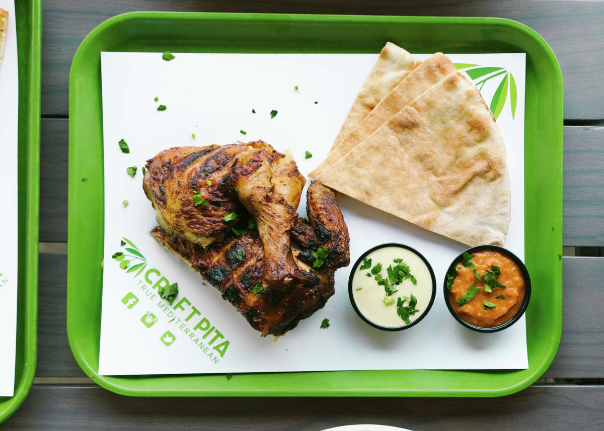 Craft Pita's rotisserie chicken comes in a quarter, half or whole, served with pita bread and garlic aioli.