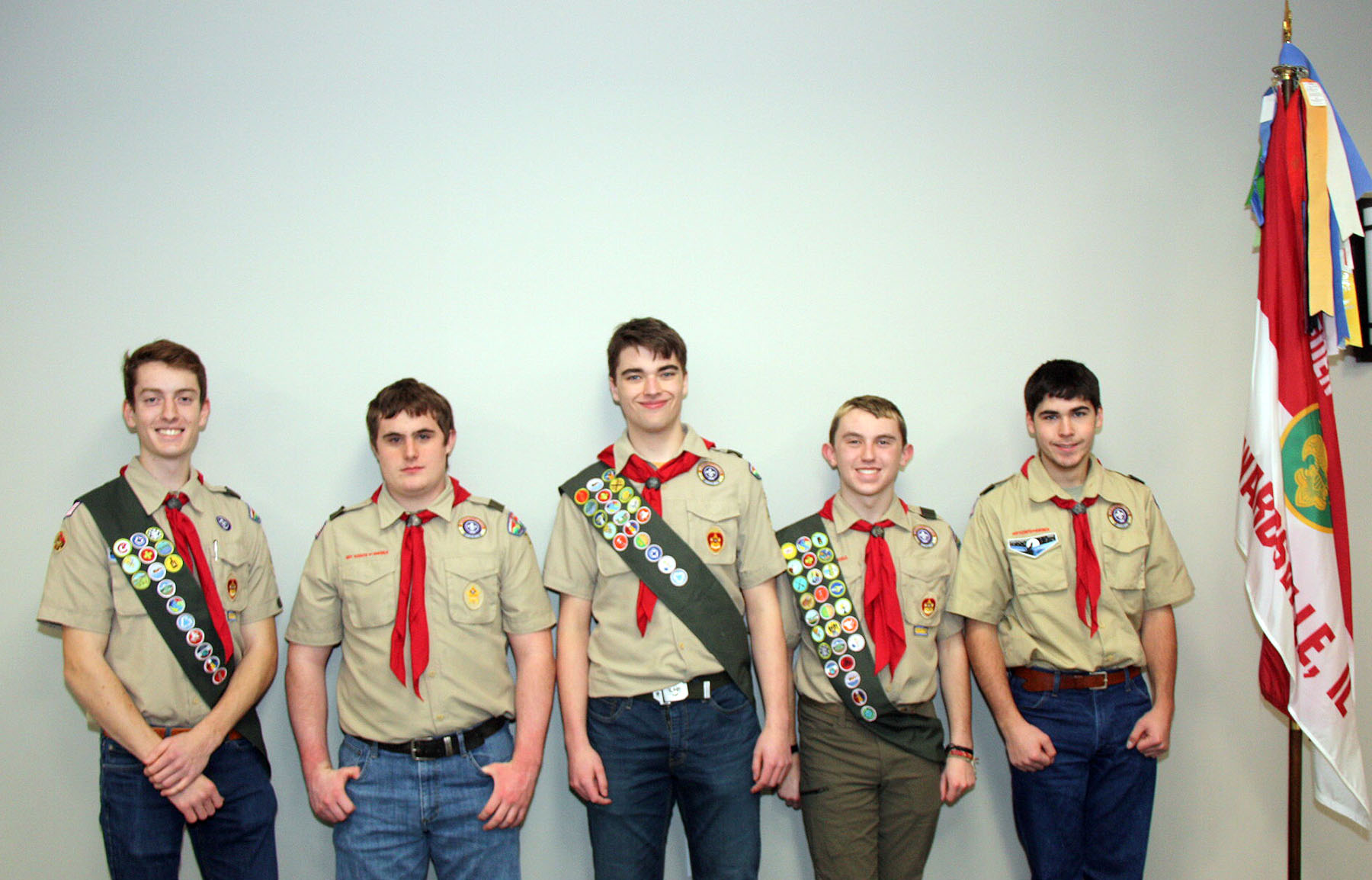 Five young men attained Eagle Scout badges Monday in Edwardsville