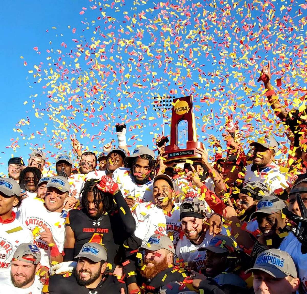 Ferris' football team celebrates another national title after Saturday's win in McKinney, Texas.