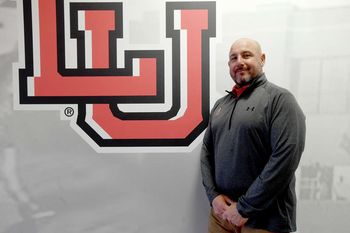 New Lamar football coach Pete Rossomando is settling into his new role with the Cardinals. Photo made Tuesday, December 20, 2022 Kim Brent/Beaumont Enterprise