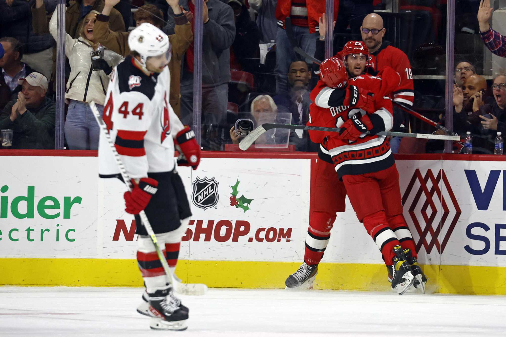Michael Bunting of the Carolina Hurricanes celebrates after