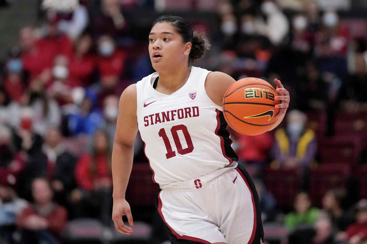 Stanford guard Talana Lepolo brings the ball up against Creighton during the first half of an NCAA college basketball game in Stanford, Calif., Tuesday, Dec. 20, 2022. (AP Photo/Jeff Chiu)