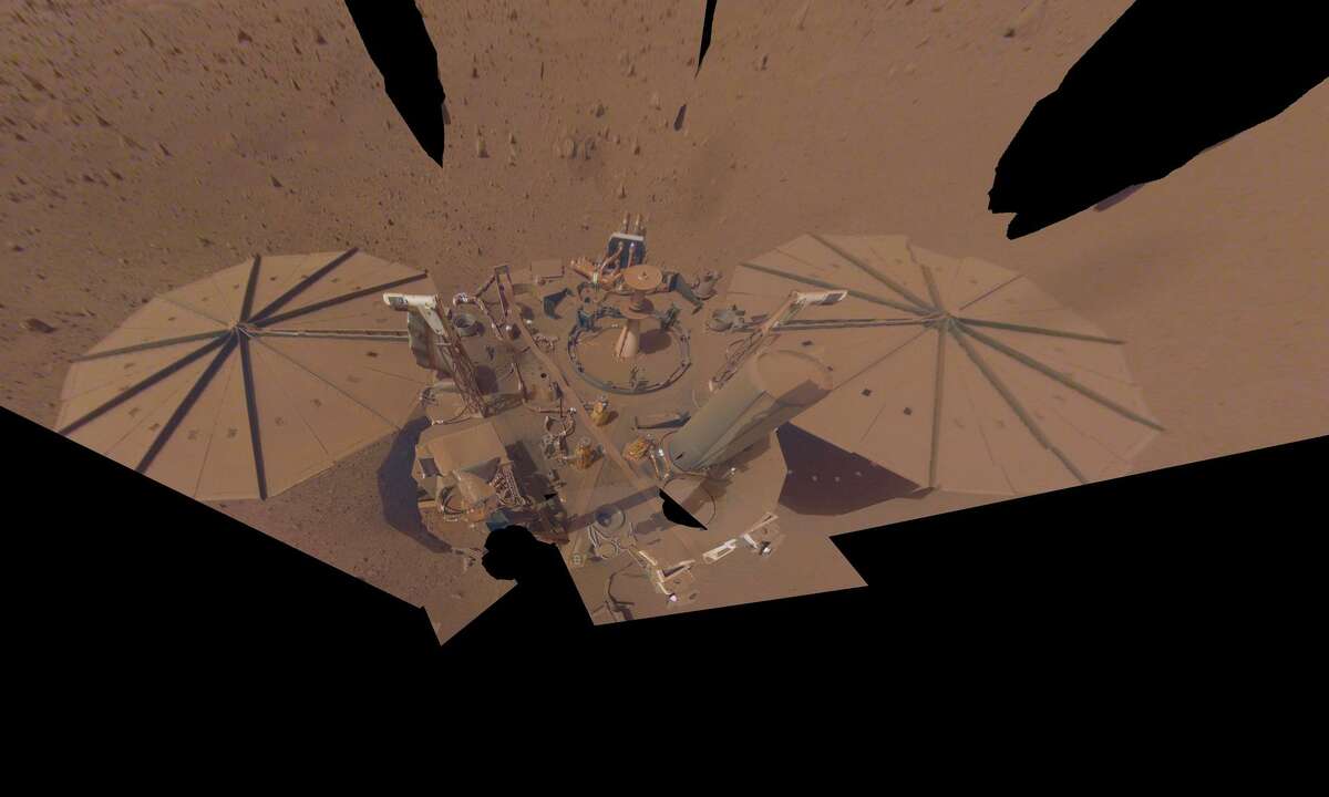 An image of the final selfie taken by NASA's InSight Mars lander on April 24, 2022.