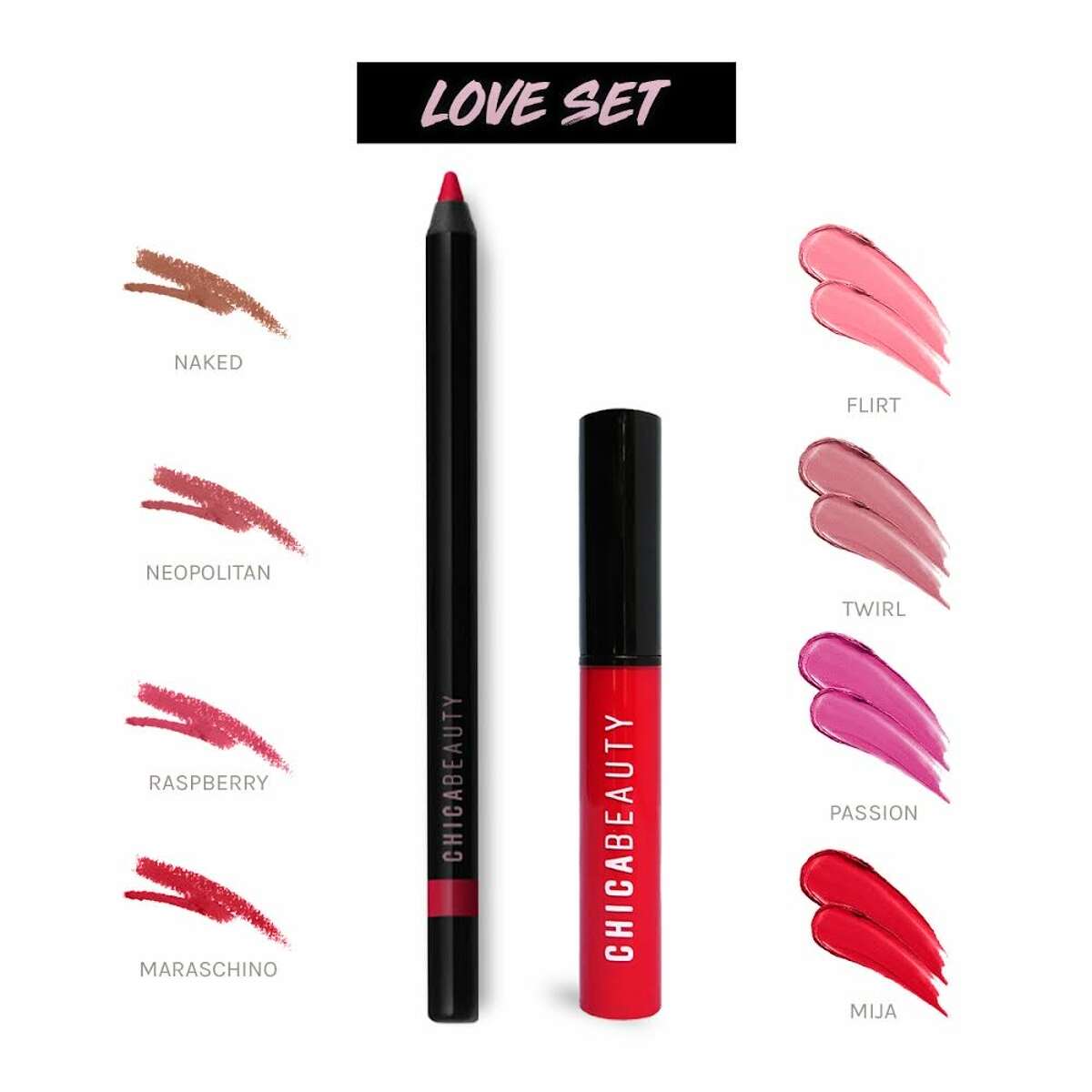 The San Antonio-based cosmetics line, Chica Beauty, offers special makeup sets such as the Love Set ($28), which includes Mija red liquid lipstick and a 3-in-1 eyebrow enhancer "multi-tasker."