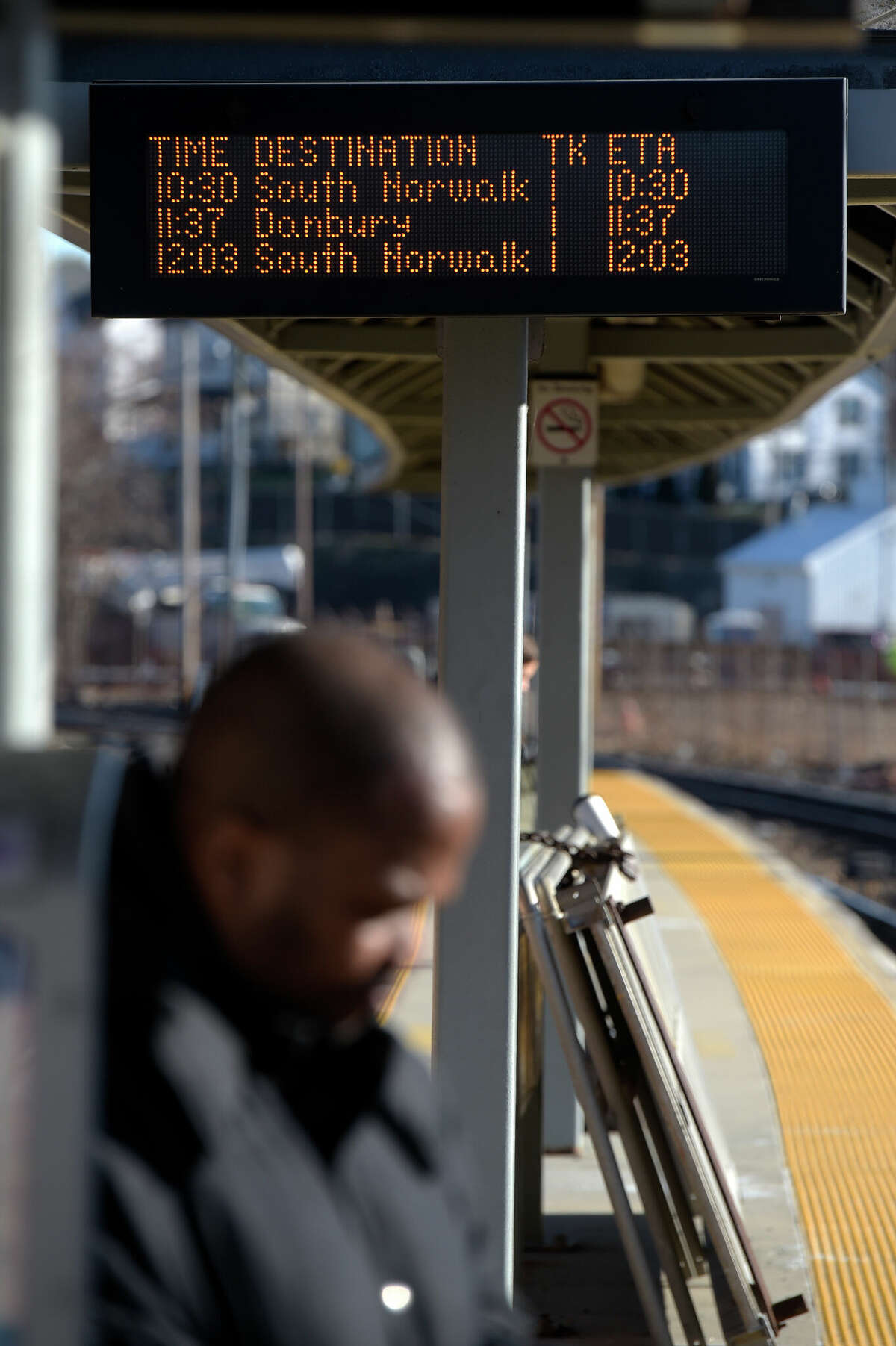 Train time are displayed at the Metro North station in Danbury. Tuesday, December 20, 2022, Danbury, Conn.