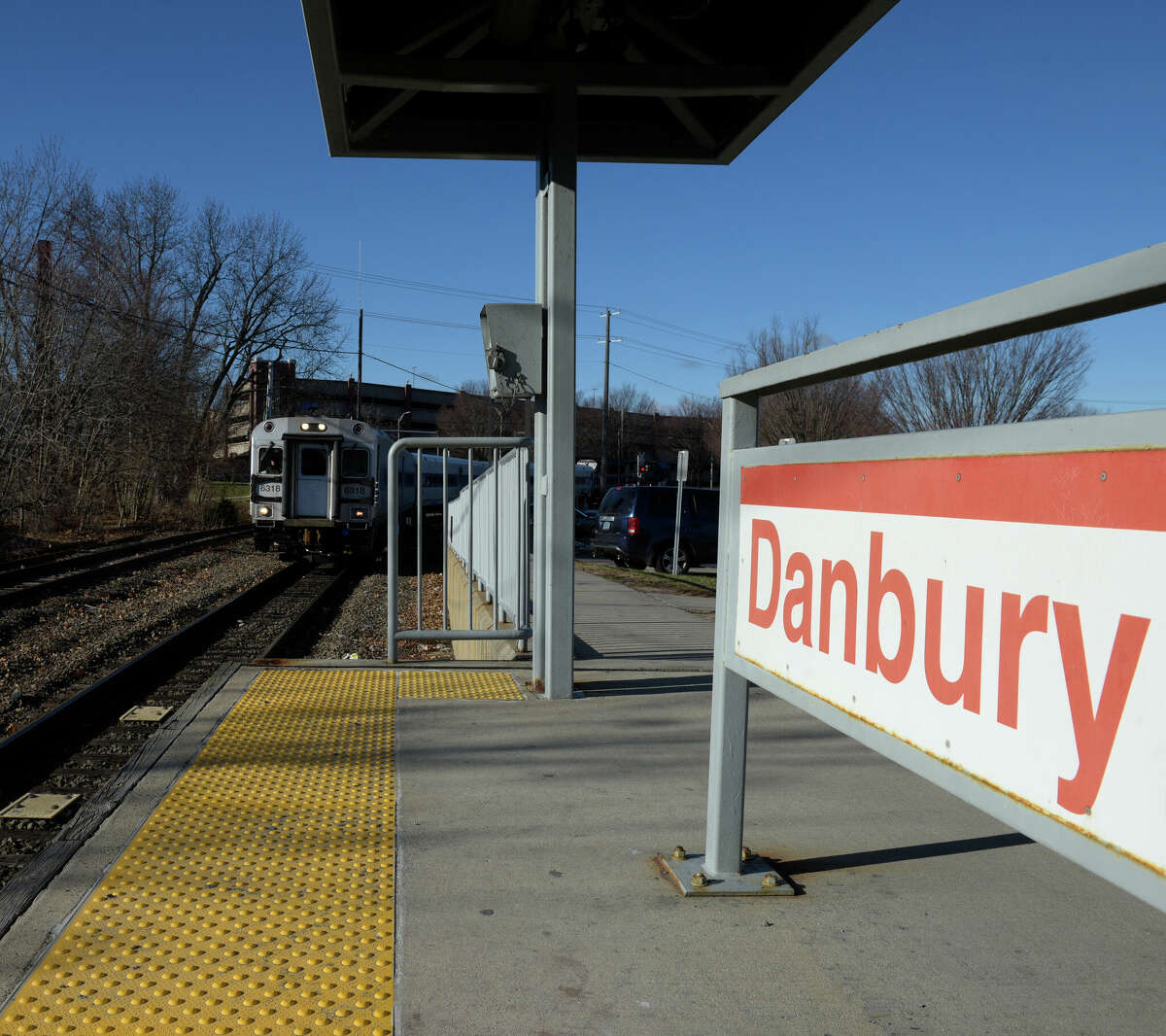 The train pulls up to the Metro North station in Danbury. Tuesday, December 20, 2022, Danbury, Conn.