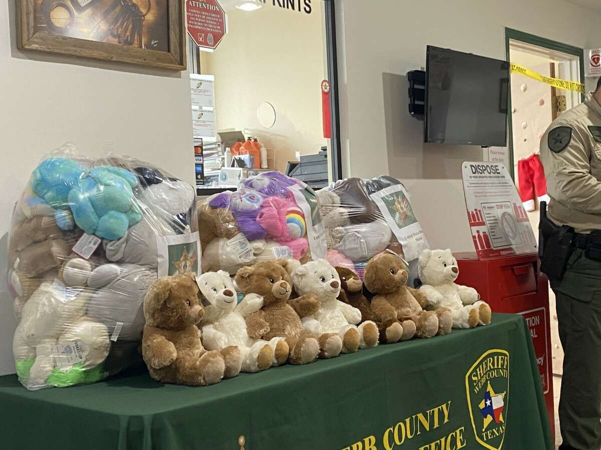 More than 1,000 teddy bears were donated to different agencies that provide care to children during times that can be traumatizing for them during a press conference held at Webb County Sherif 's Office on Wednesday, Dec. 21, 2022.