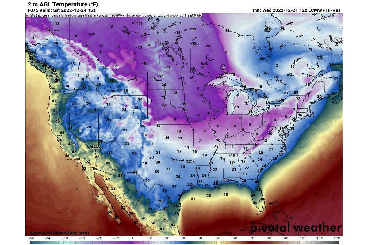 Why California will escape ‘bomb cyclone’ while rest of US freezes. High temperatures for Christmas Eve.