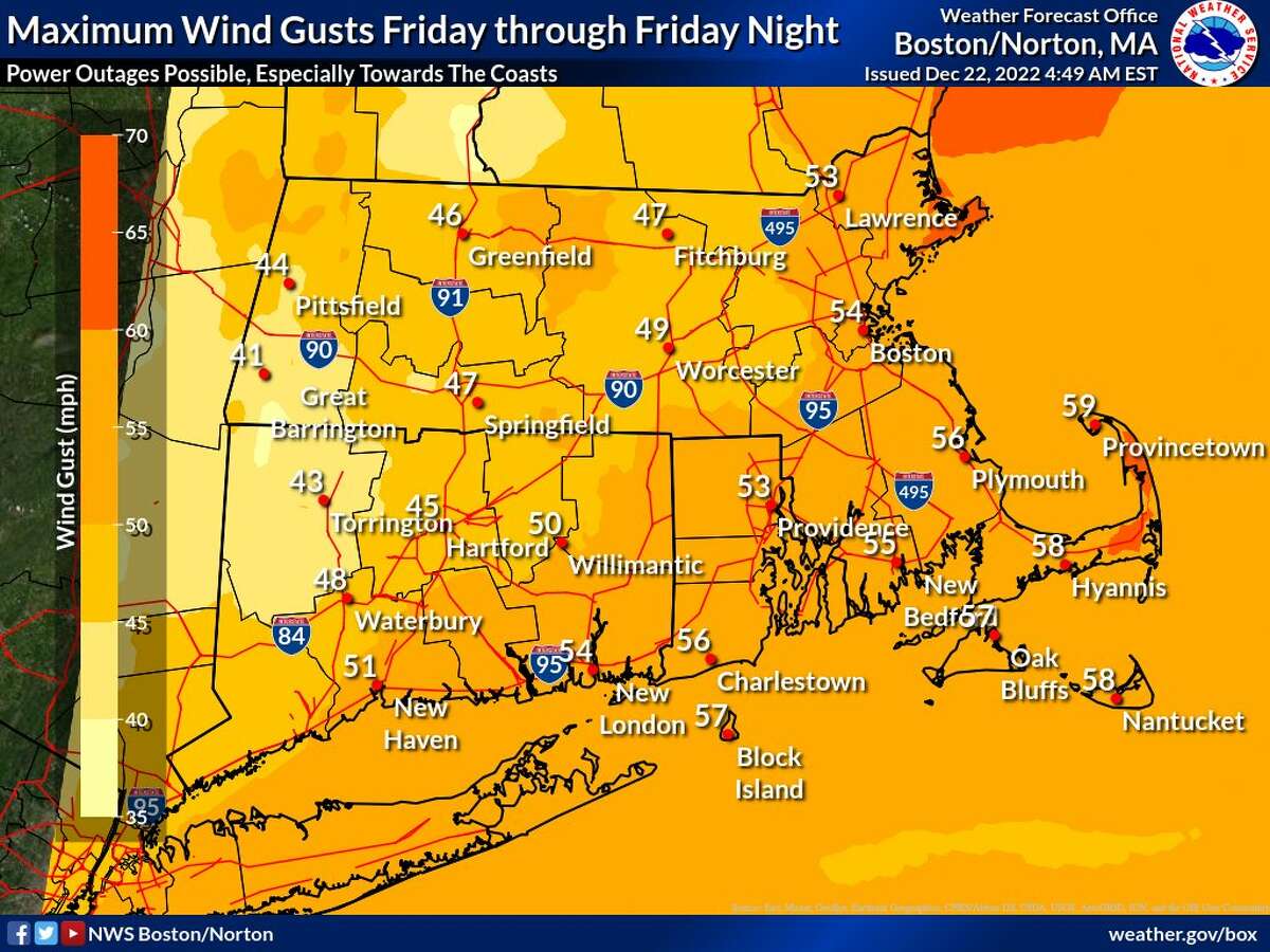 A winter storm is expected to bring strong gusting winds to the region Thursday night and Friday.