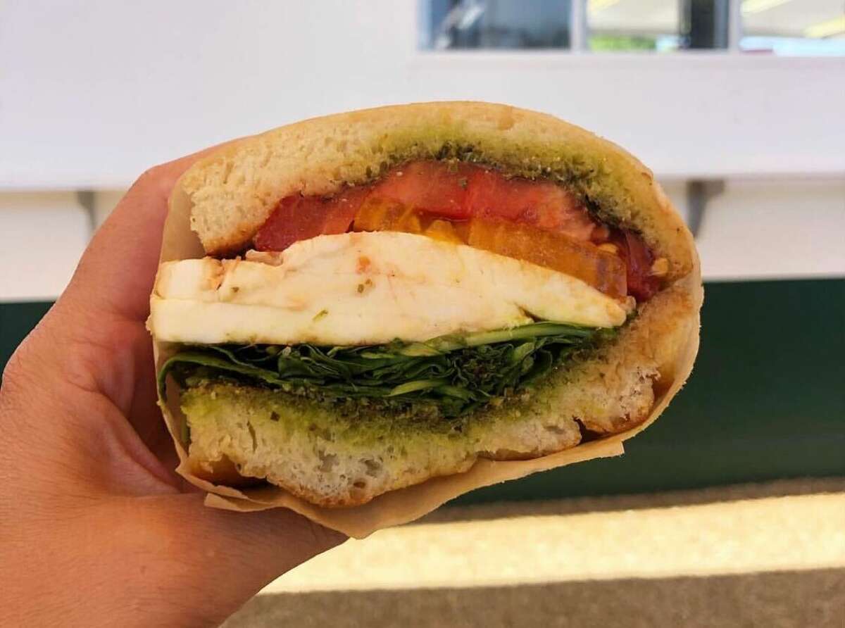 A caprese sandwich at the Station in St. Helena, one of the few affordable, healthy-ish, grab-and-go options in Napa Valley.