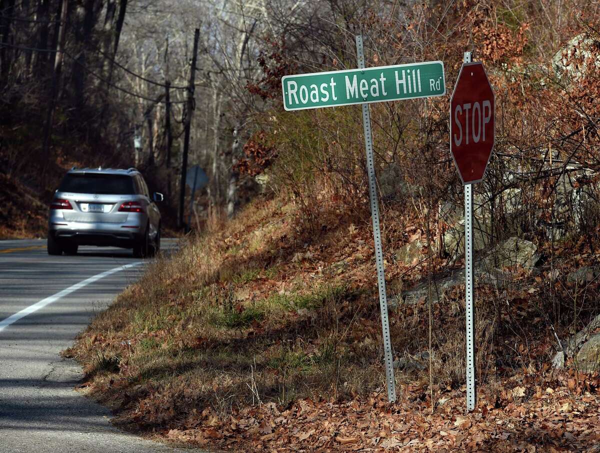 Cars pass the intersection of Roast Meat Hill Road and Route 81 near the Clinton/Killingworth border.