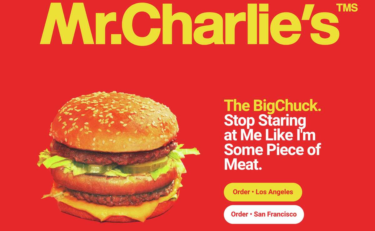 Screenshots from the website of Mr. Charlie, a new plant-based fast food restaurant in San Francisco and Los Angeles. 
