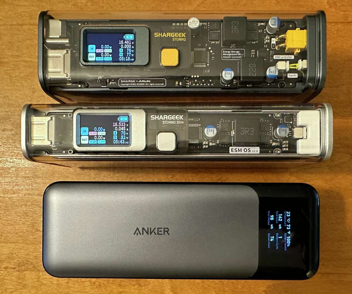 The Shargeek Storm 2, from top, Shargeek Storm 2 Slim and the Anker 737 Power Bank are all next-generation power banks that can charge your electronics in record time, many times over. 