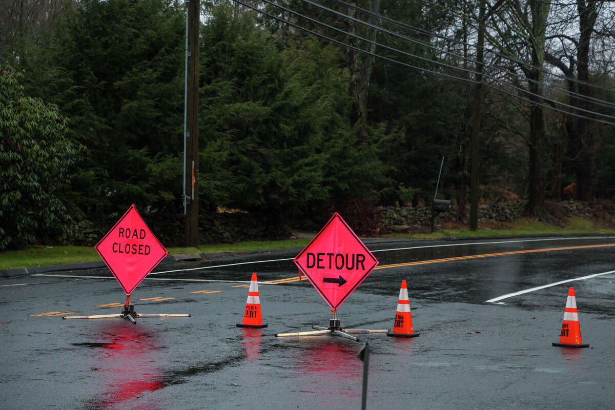 A tree knocked down power lines on Westport Road in Wilton Friday morning.