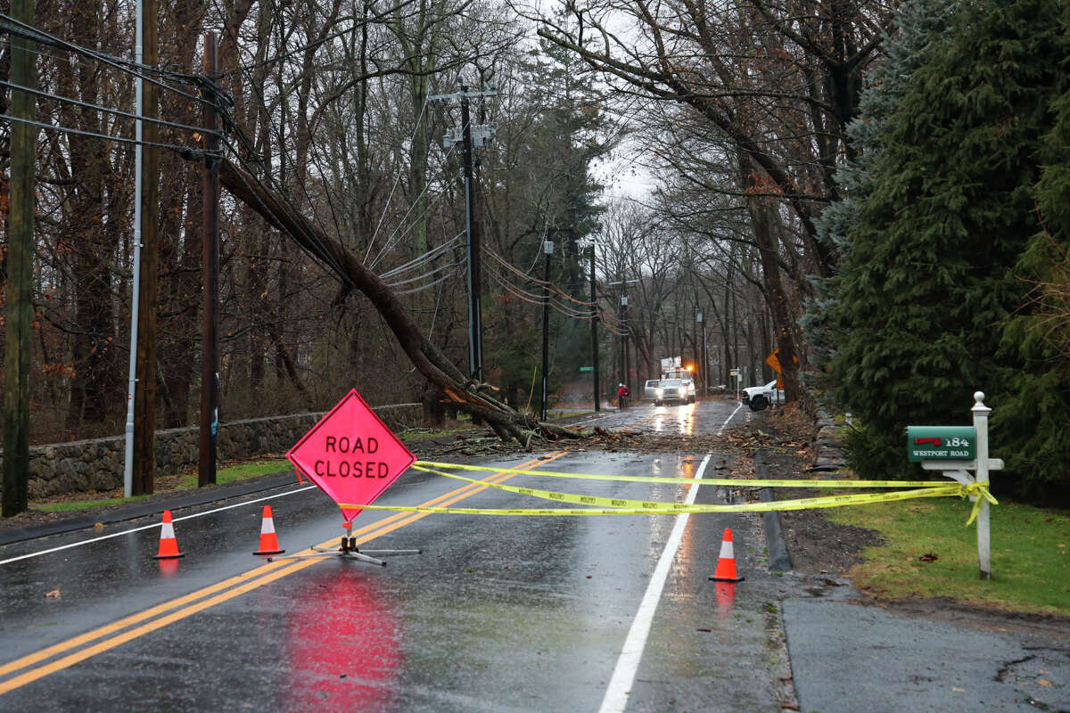 A histrion   knocked down   powerfulness  lines connected  Westport Road successful  Wilton Friday morning.