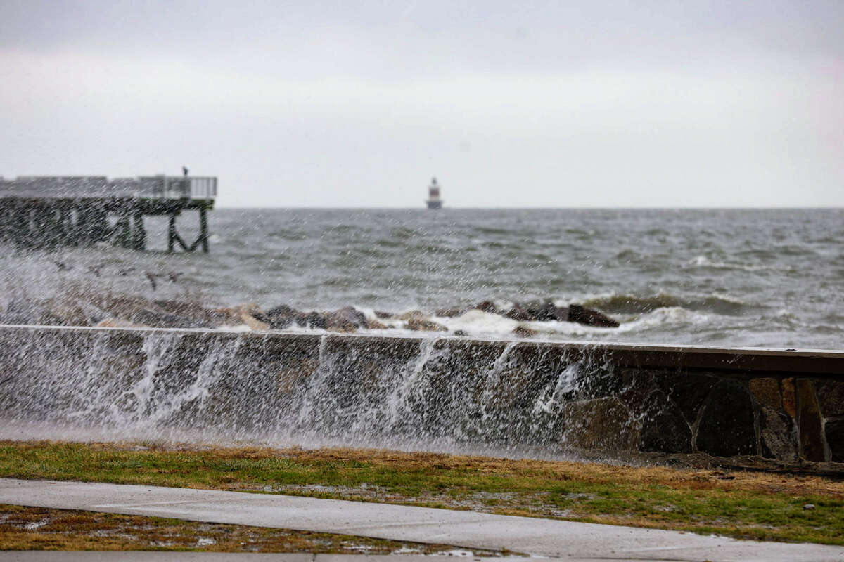 Water begins to emergence  earlier  precocious   tide Friday greeting  astatine  Calf Pasture Beach successful  Norwalk.