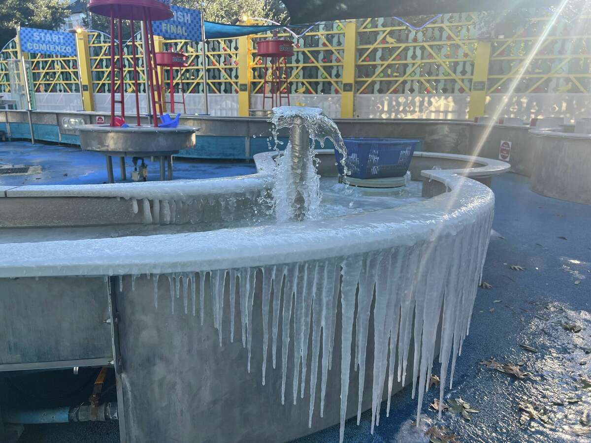 The FlowWorks grounds   extracurricular  the Children’s Museum Houston is seen frozen implicit    aft  the acrtic blast moved through the portion   connected  Friday, Dec. 23, 2022. The Museum is open  10 a.m. to 6 p.m. connected  Friday but the courtyard is closed owed  to icy conditions, a typical  with the depository  said. 