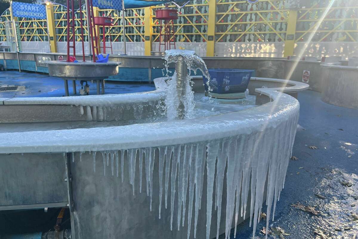 The FlowWorks grounds   extracurricular  the Children’s Museum Houston is seen frozen implicit    aft  the acrtic blast moved through the portion   connected  Friday, Dec. 23, 2022. The Museum is open  10 a.m. to 6 p.m. connected  Friday but the courtyard is closed owed  to icy conditions, a typical  with the depository  said. 