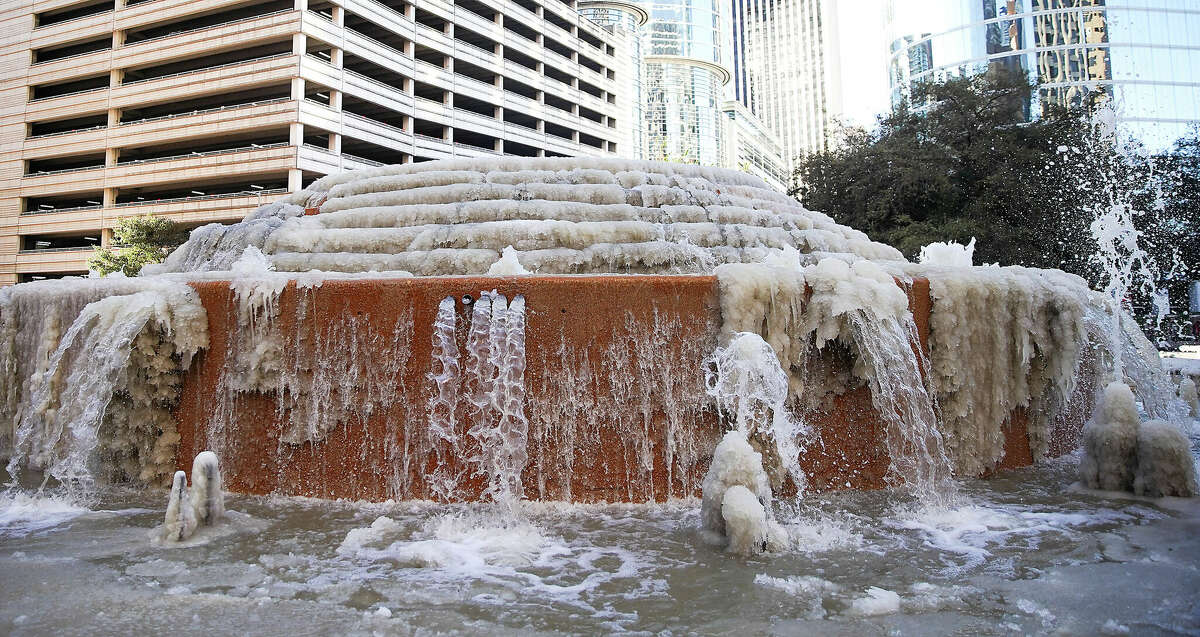 Ice accumulates connected  the fountain astatine  Bob Smith Park successful  downtown Houston ices the country  arsenic  temperatures stay  beneath  freezing connected  Friday, Dec. 23, 2022.