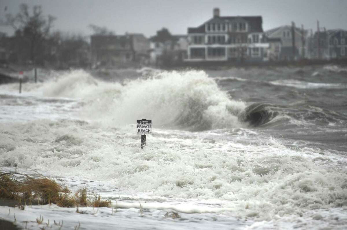 Waves clang  ashore successful  precocious   winds arsenic  precocious   tide approaches astatine  South Pine Creek Beach during the noreaster tempest  successful  Fairfield, Conn. connected  Friday, December 23, 2022.