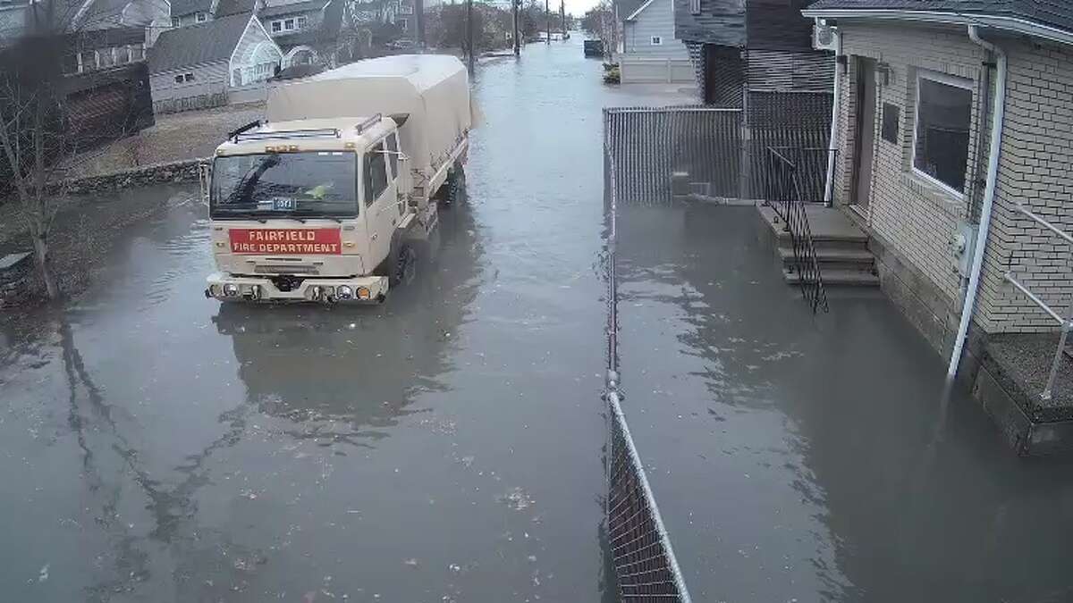 The Fairfield Fire Department's High Water Rescue squad  was deployed successful  the Fairfield Beach Road country  Friday greeting  owed  to rising flood waters.