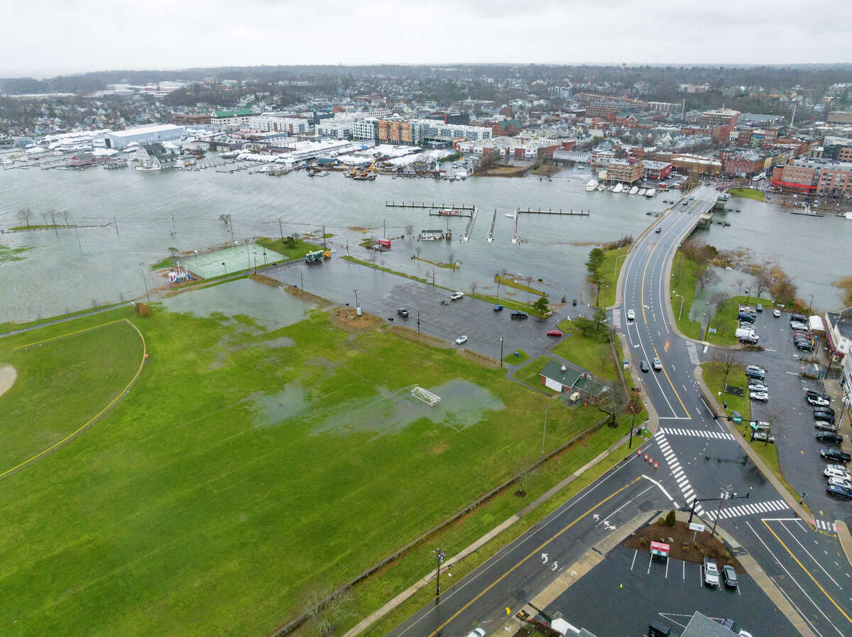 A drone presumption    of the flooded Veterans Park country  successful  Norwalk connected  Friday, Dec. 23, 2022.