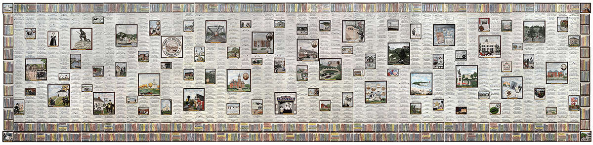 The River of Names mural that used to hang in the Westport Library, as photographed by Miggs Burroughs. 