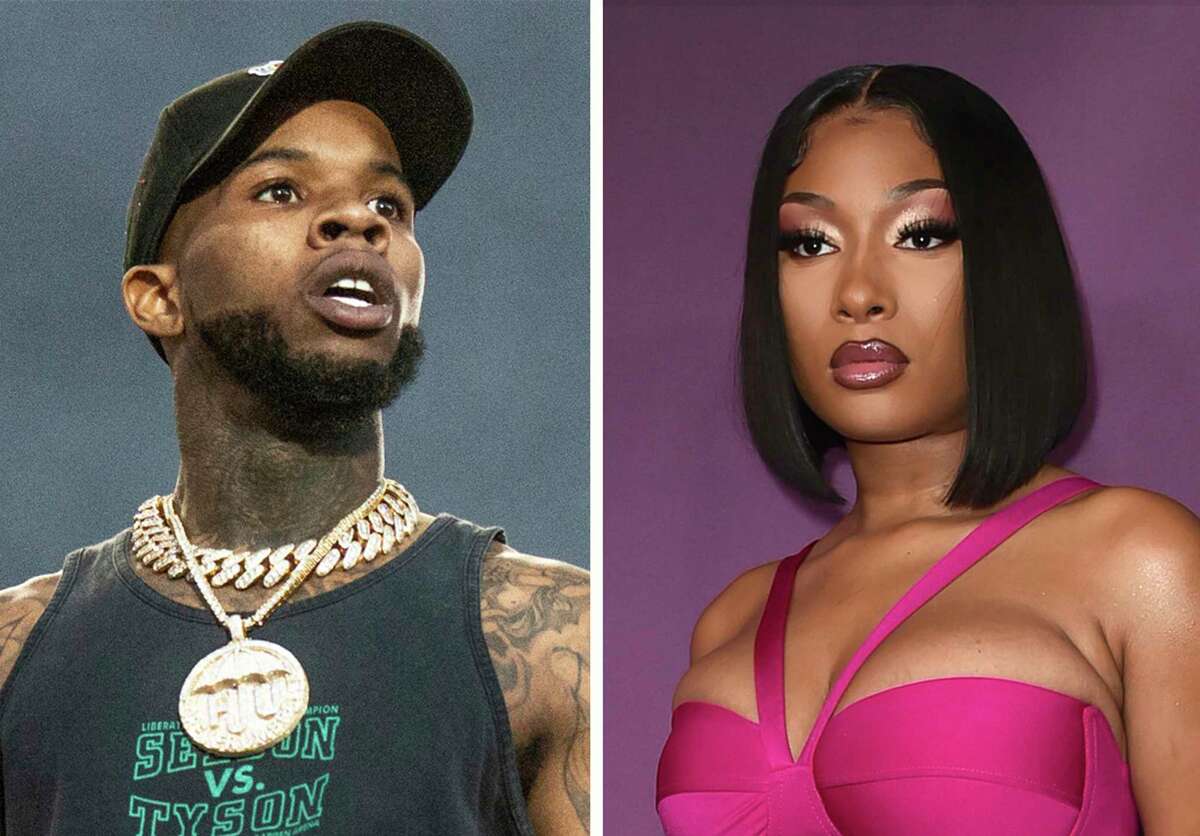 This combination photo shows Tory Lanez performing at the Festival d'ete de Quebec on Wednesday July 11, 2018, in Quebec City, Canada, left, and Megan Thee Stallion at the premiere of "P-Valley" on Thursday, June 2, 2022, in Los Angeles. Jurors have reached a verdict at the trial of rapper Tory Lanez, who is charged with shooting and wounding hip-hop star Megan Thee Stallion in the feet. (Photos by Amy Harris, left, Richard Shotwell/Invision/AP)