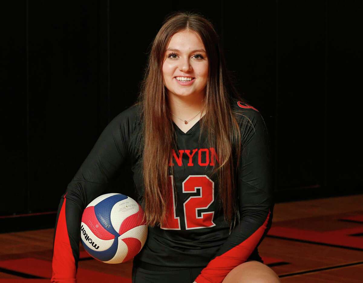 Volleyball players New Braunfels’s Canyon Megan Hawkins on Wednesday, Dec. 7, 2022 at TMI-Episcopal gym.