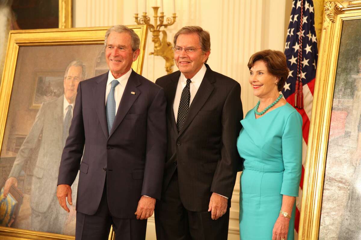 John Howard Sanden with former president George W. Bush and First Lady Laura Bush at The White House.