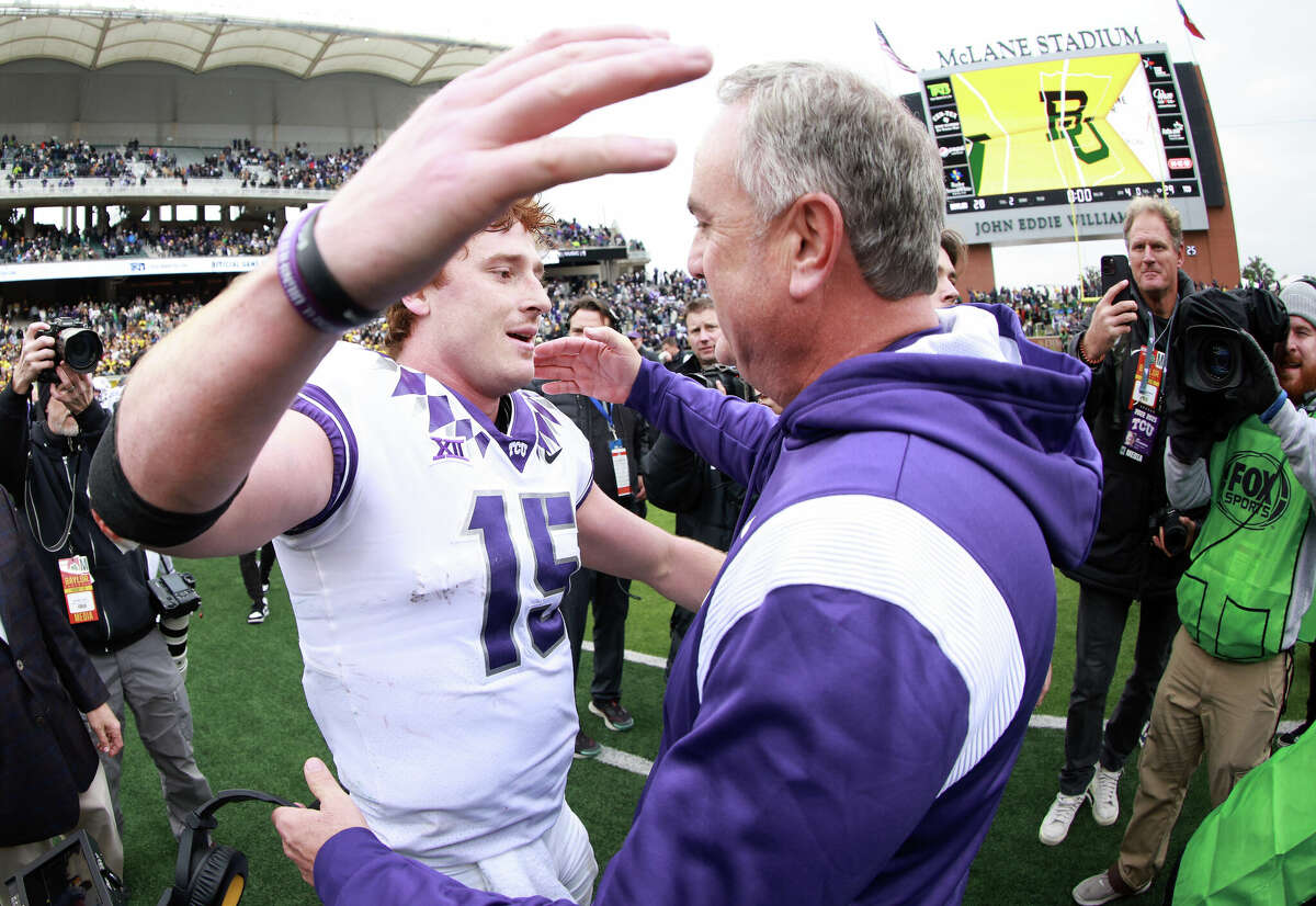 TCU coach Sonny Dykes and quarterback Max Duggan have had a lot to celebrate this season, but they're not just content with being the first Texas team to make the College Football Playoff semifinals.