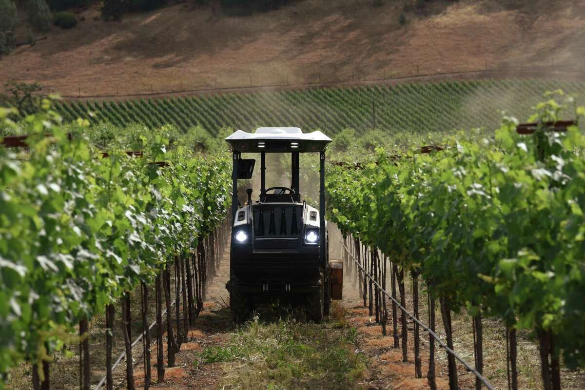 Electric, driverless tractors debuted in California vineyards this year.