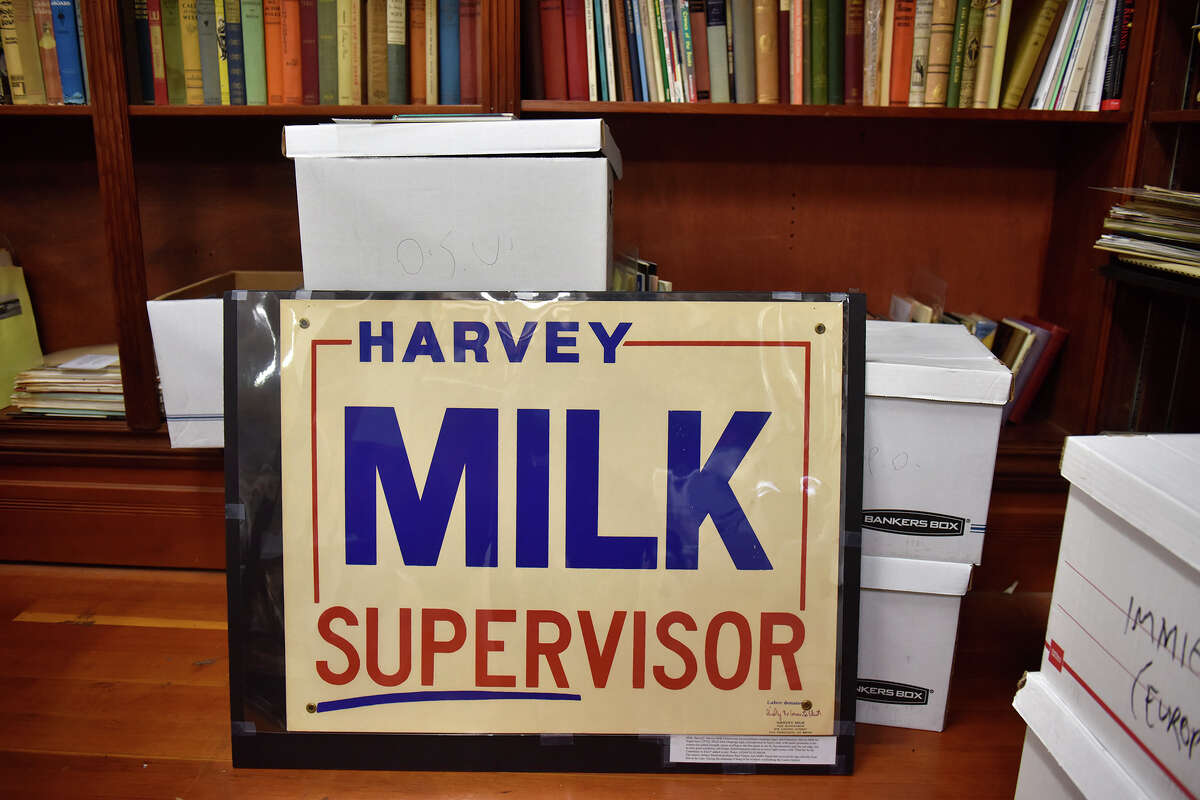 An original poster for Harvey Milk's city supervisor campaign, for sale at Bolerium Books. 