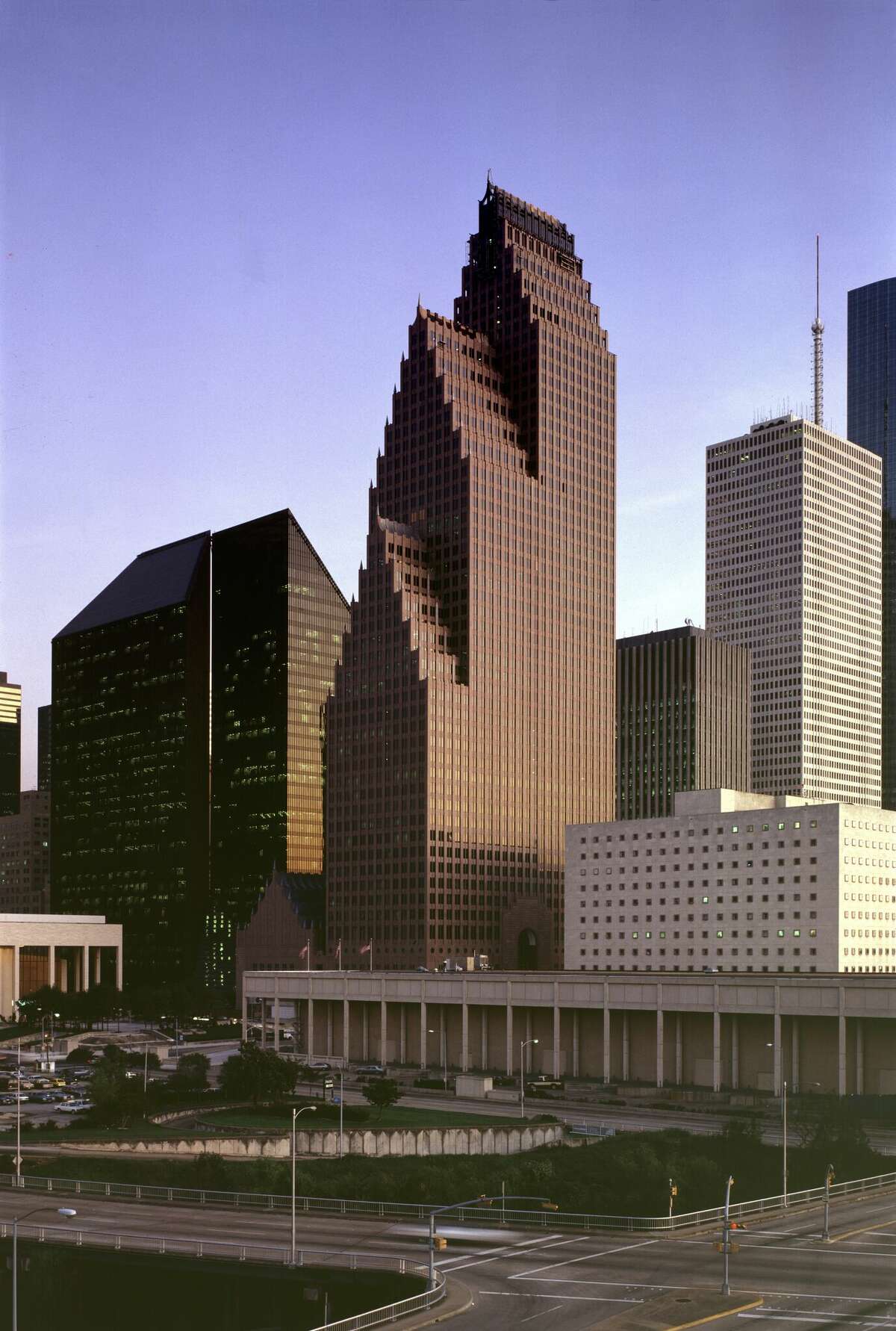 Some of the Houston office towers developed by Hines that opened in the 1970s and anchored by energy companies. Despite the region's economic diversity, energy companies have outsized sway on the value of goods and services produced in the region.