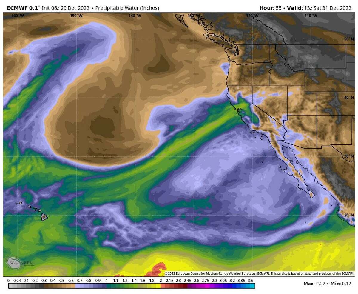 This weekend’s storm door is wide open in California, with a rush of moisture from the tropics -often called the pineapple express — expected to take aim at the Bay Area and most of Southern California over the course of New Year’s Eve.