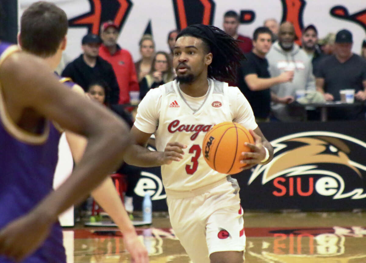SIUE's Ray'Sean Taylor in action against Tennessee Tech on Thursday inside First Community Arena. Taylor scored 14 points, as the Cougars cruised to a 64-51 win in their Ohio Valley Conference opener. 