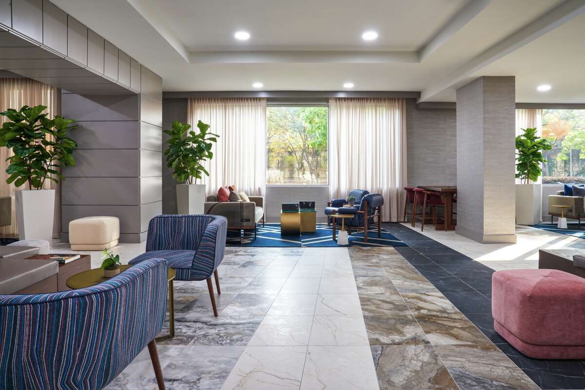 The Chifley, a Tapestry Collection by Hilton, officially launched after new owners remodeled the 284-room hotel in the Galleria/Uptown area of Houston in late 2022. Pictured is the updated lobby area.