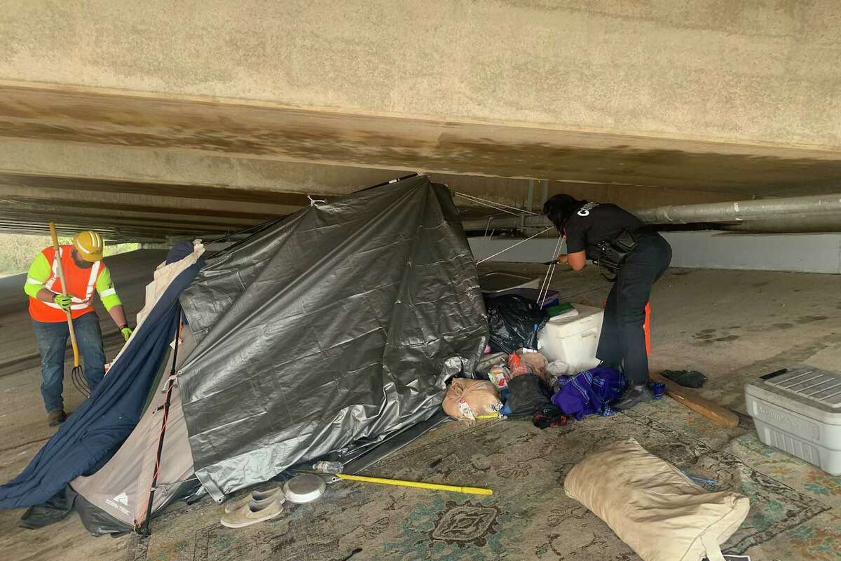 Story photo for Constables, TxDOT crews clear out underpasses in northwest Harris County.